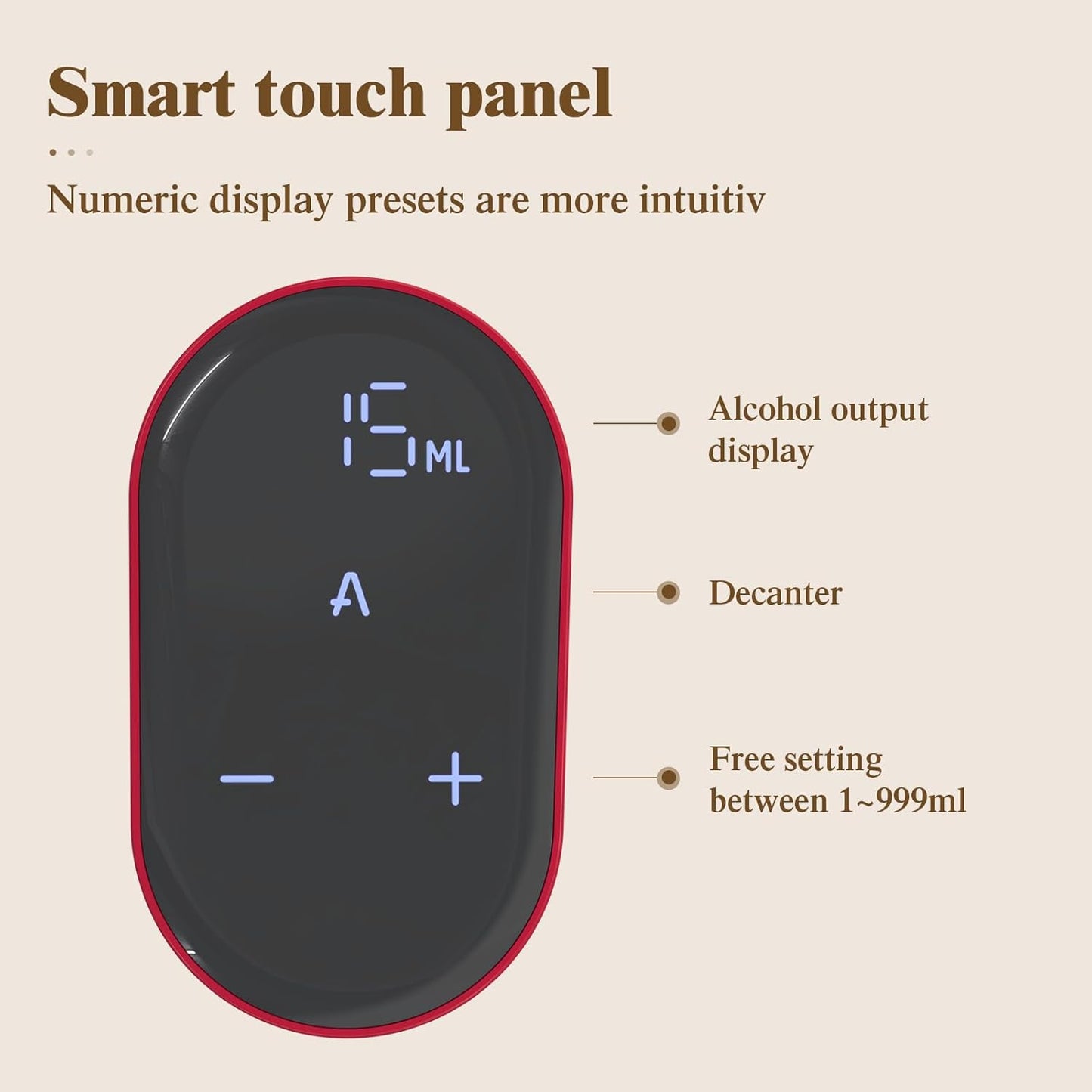 Redsack Smart Liquor Alcohol Digital Dispenser Decanter Aerator Pump Redsack - Rechargeable - Adjustable ml